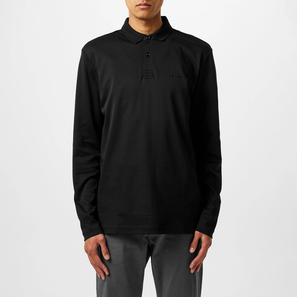 Hugo Boss Pirol Long Sleeve Polo Shirt - Black 001
